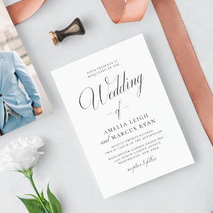 Elegantie Script bruiloft foto uitnodiging
