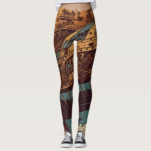 elegantie: Steampunk Airship Adventure Leggings (Voorkant)