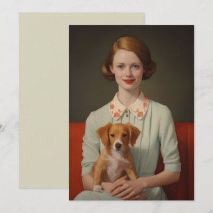 elegantie: vrouw met puppy in pastel