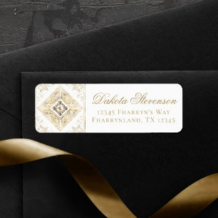 elegantie Wit en goudjodenadres Etiket