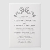 Elegantie Zwart Bow Bruiloft Vellum Uitnodigingen (Voorkant)