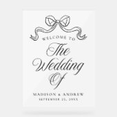  Elegantie Zwart Bow Bruiloft Welkom Acryl Bord (Voorkant)