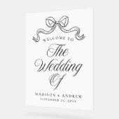  Elegantie Zwart Bow Bruiloft Welkom Acryl Bord (Hoek)