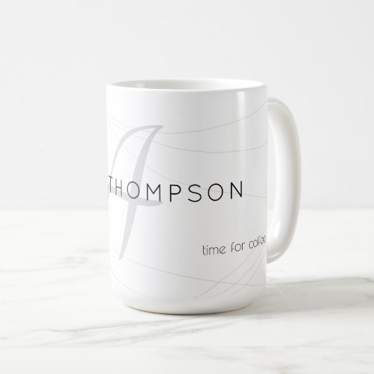 elegantnaam en initiaal (monogram) wit 15 oz koffiemok (Voorkant rechts)