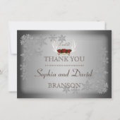 Elégants Bois de Cerf Hiver Gris Mariage MERCI (Devant)