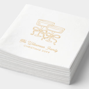 Élégants Cocktails de Noël Gold Foil Napkins