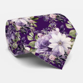 Élégants cravates florales violettes et blanches (Roulé)