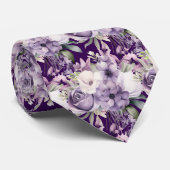 Élégants Cravates floraux violets et blancs (Roulé)