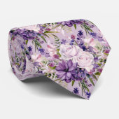 Élégants Cravates floraux violets et blancs (Roulé)
