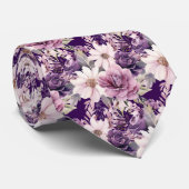 Élégants Cravates floraux violets et blancs (Roulé)