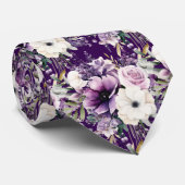 Élégants Cravates floraux violets et blancs (Roulé)