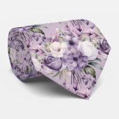 Élégants Cravates floraux violets et blancs (Roulé)
