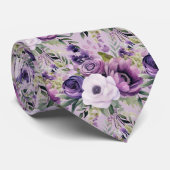 Élégants Cravates floraux violets et blancs (Roulé)