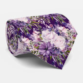Élégants Cravates floraux violets et blancs (Roulé)