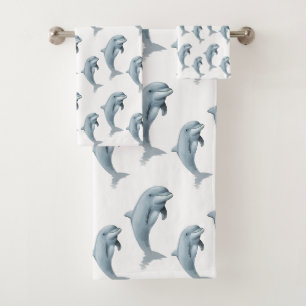 Élégants dauphins mignons modernes sur fond blanc