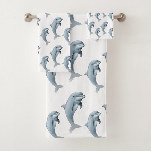 Élégants dauphins mignons modernes sur fond blanc (En situation)