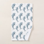 Élégants dauphins mignons modernes sur fond blanc (Serviette à main)