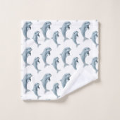 Élégants dauphins mignons modernes sur fond blanc (Gant de toilette)