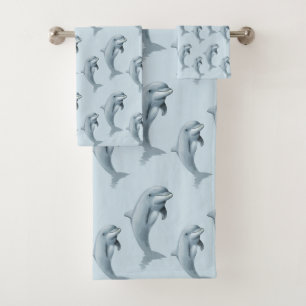 Élégants dauphins mignons modernes sur fond bleu c
