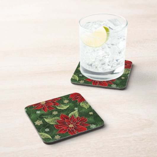 Élégants Dessous de verre de Noël Poinsettia (Côté Droit)