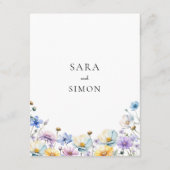 élégants détails mariages fleur sauvage Carte à pl (Dos)