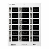 Élégants Étiquettes de adresse de Damsk noirs et b (Feuille entière)