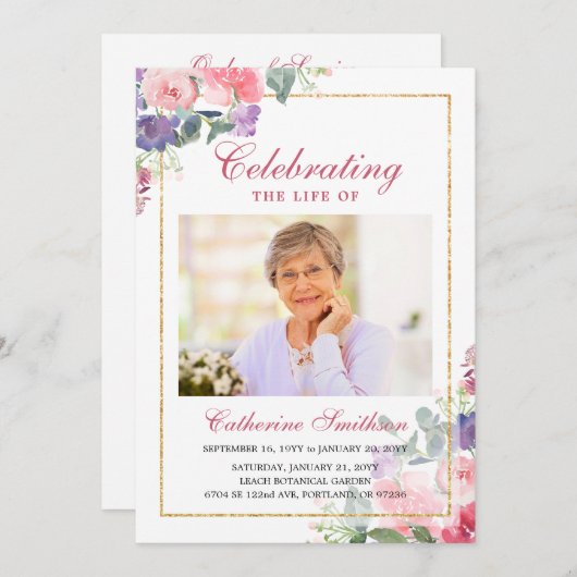 Élégants Fleurs sauvages Programme funéraire impri (Devant / Derrière)