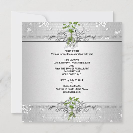 Élégants Invitations de mariage (Dos)