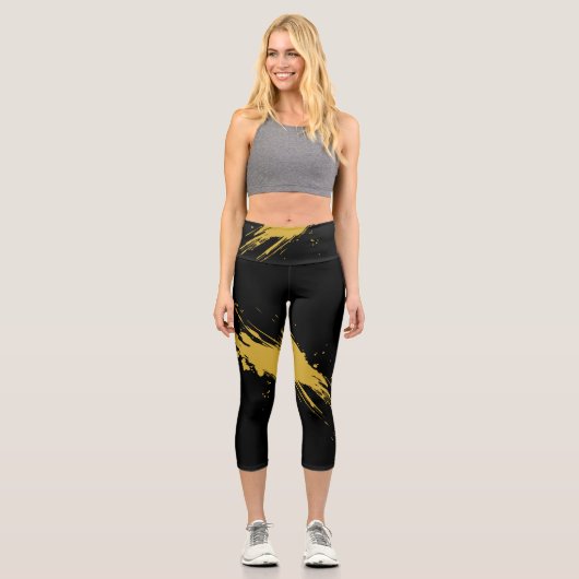Élégants leggings noirs capri taille haute Active (Recto)