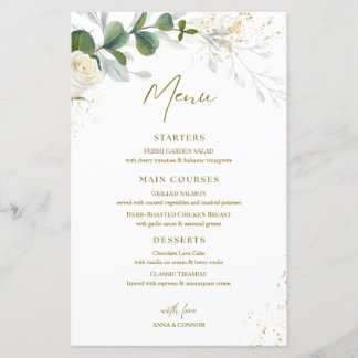 Élégants menus de mariage avec eucalyptus aquarell