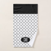 Élégants Motifs de Quatrefoil noir et blanc (Serviette à main)