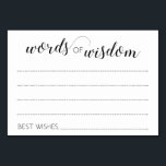Élégants Mots de sagesse Cartes de conseil Mariage<br><div class="desc">Ces élégantes cartes minimalistes Words of Wisdom seront l'ajout parfait à votre réception de mariage ou de mariage/wedding shower. Ce design combine écriture manuscrite et polices de caractères en noir. Il y a de l'espace pour que les invités laissent leur conseil matrimonial et leur(s) nom(s).</div>