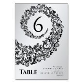 Élégants Numéros de Table Mariage en Damassé Noir (Dos)