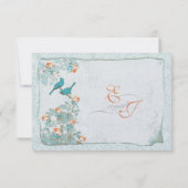 Élégants Oiseaux de Corail Turquoise Damassé RSVP (Dos)