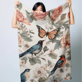 Élégants Oiseaux Fleuris Bleu & Corail