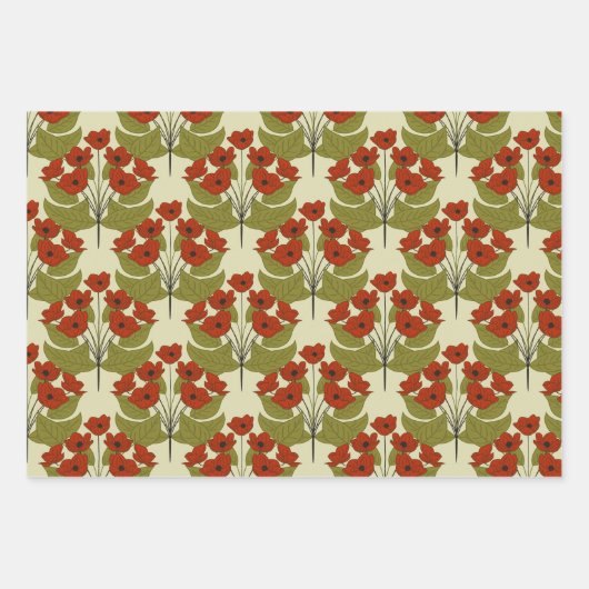 Élégants Pépites Rouges Avec De Mignons Feuilles V (Devant)