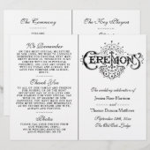 Élégants programmes de cérémonie de Mariage noir e (Devant / Derrière)