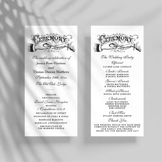 Élégants programmes de cérémonie de Mariage noir e