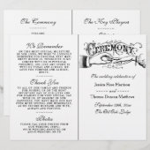 Élégants programmes de cérémonie de Mariage noir e (Devant / Derrière)