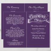 Élégants Programmes De Cérémonie De Mariage Violet (Devant / Derrière)