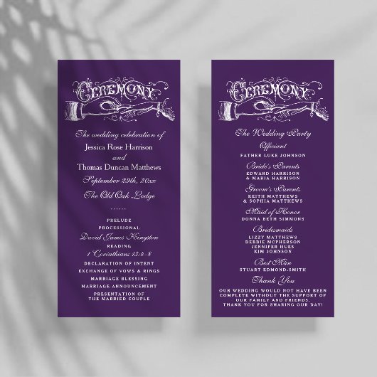 Élégants Programmes De Cérémonie De Mariage Violet