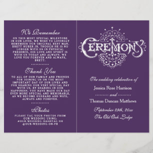 Élégants Programmes De Cérémonie De Mariage Violet