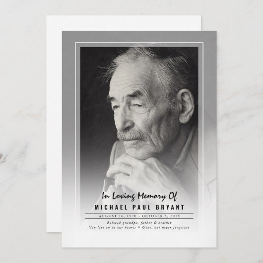 Élégants Programmes De Cérémonie Funéraire Avec Ph (Devant / Derrière)