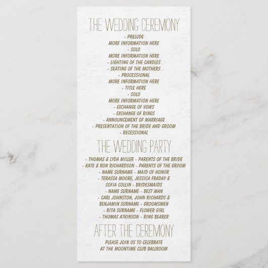 Élégants programmes de mariage rustique de cerfs (Dos)