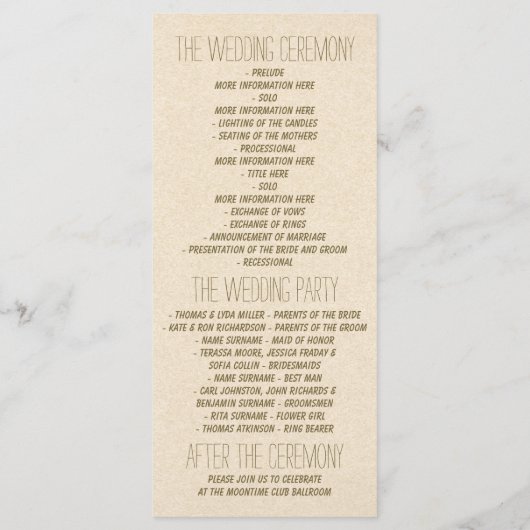 Élégants programmes de mariage rustique de cerfs (Dos)