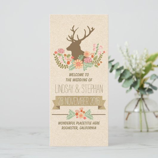 Élégants programmes de mariage rustique de cerfs (Debout devant)
