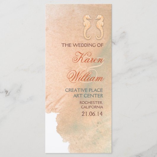 Élégants programmes de mariage sur la plage (Devant)