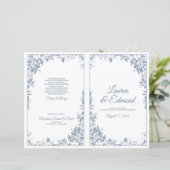 Élégants programmes de mariage Vignes Vintage Bleu (Debout devant)