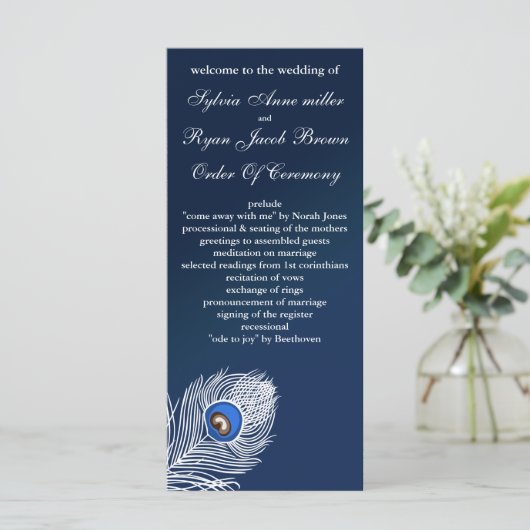 Élégants programmes de paon blanc et bleu (Debout devant)