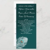 Élégants programmes de paon blanc et turquoise (Devant / Derrière)